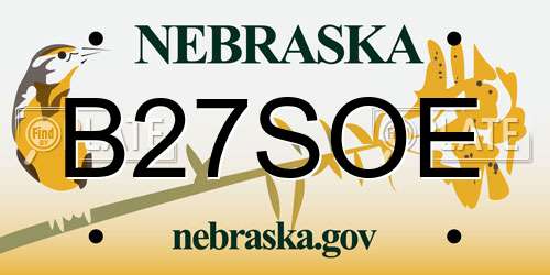 B27SOE Nebraska License Plate