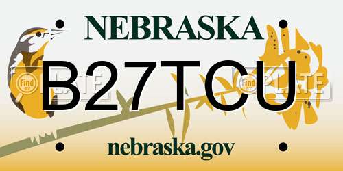 B27TCU Nebraska License Plate