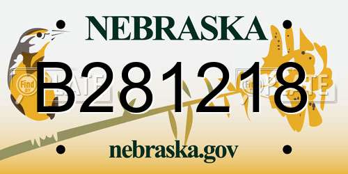 B281218 Nebraska License Plate