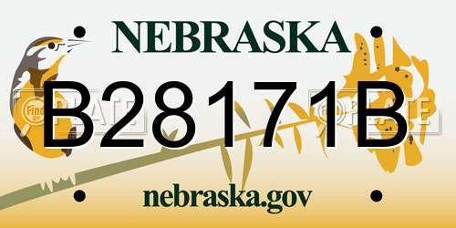 B28171B Nebraska License Plate