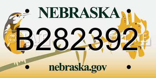 B282392 Nebraska License Plate