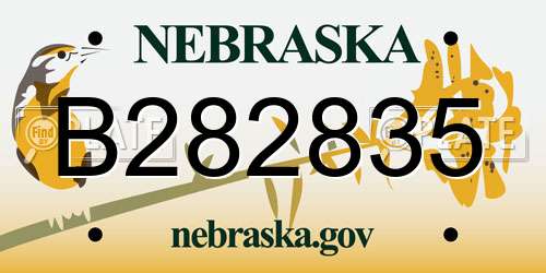 B282835 Nebraska License Plate