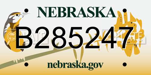 B285247 Nebraska License Plate