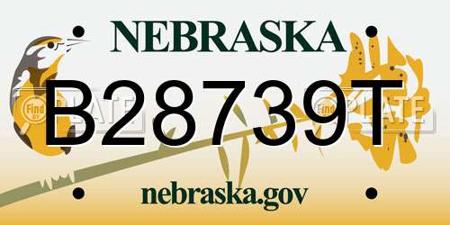 B28739T Nebraska License Plate