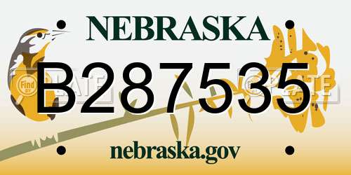 B287535 Nebraska License Plate