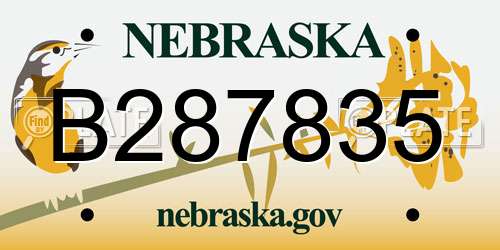 B287835 Nebraska License Plate