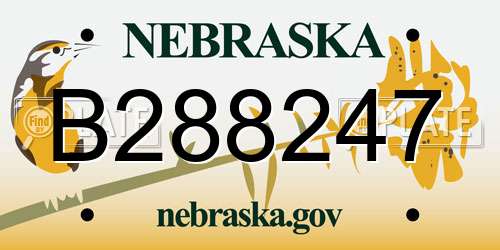 B288247 Nebraska License Plate