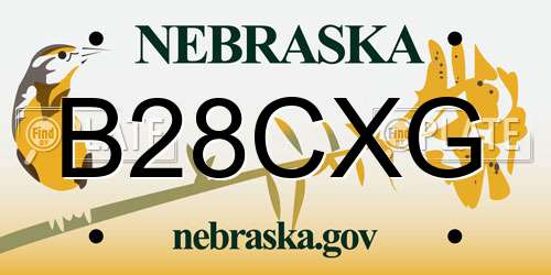 B28CXG Nebraska License Plate