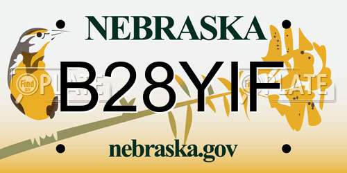 B28YIF Nebraska License Plate