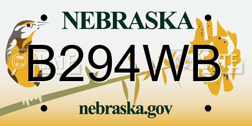 B294WB Nebraska License Plate
