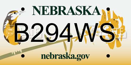 B294WS Nebraska License Plate
