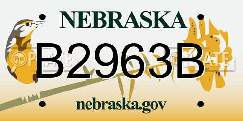 B2963B Nebraska License Plate