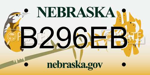 B296EB Nebraska License Plate