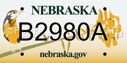 B2980A Nebraska License Plate