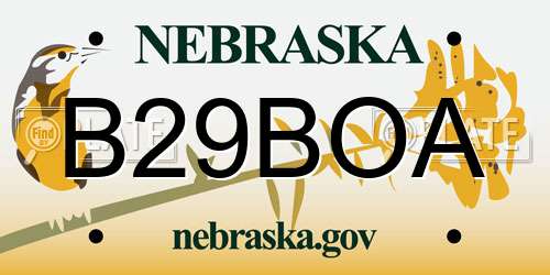 B29BOA Nebraska License Plate