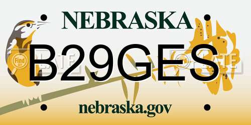 B29GES Nebraska License Plate