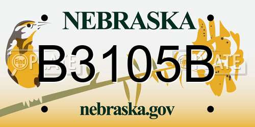 B3105B Nebraska License Plate