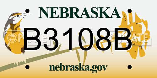 B3108B Nebraska License Plate