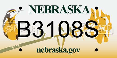 B3108S Nebraska License Plate