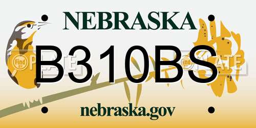 B310BS Nebraska License Plate