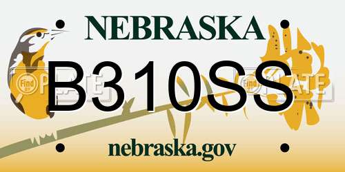 B310SS Nebraska License Plate