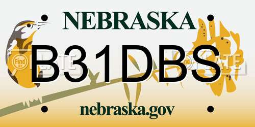 B31DBS Nebraska License Plate