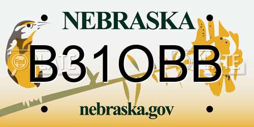 B31OBB Nebraska License Plate