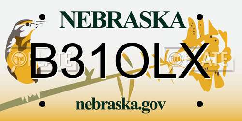 B31OLX Nebraska License Plate