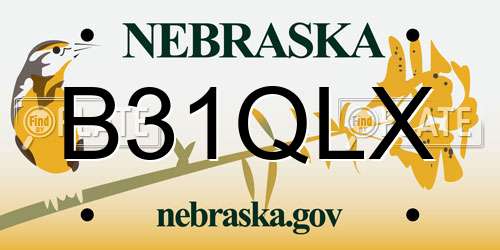 B31QLX Nebraska License Plate