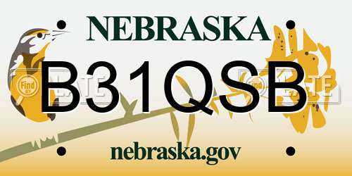 B31QSB Nebraska License Plate