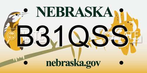 B31QSS Nebraska License Plate