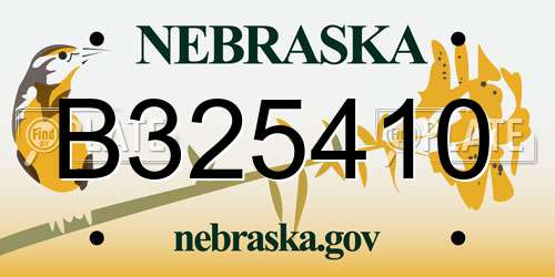 B325410 Nebraska License Plate
