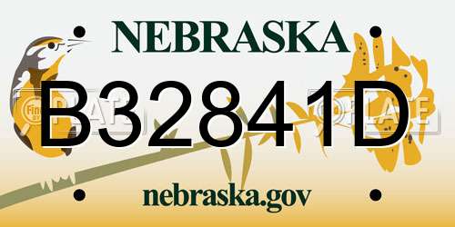 B32841D Nebraska License Plate