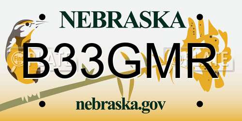 B33GMR Nebraska License Plate