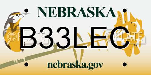 B33LEC Nebraska License Plate