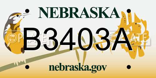 B3403A Nebraska License Plate