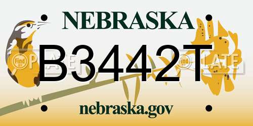 B3442T Nebraska License Plate