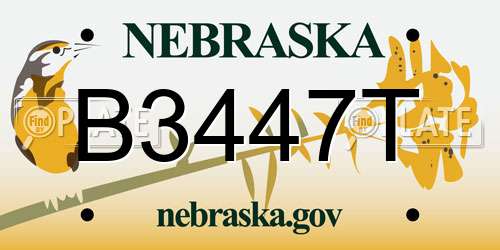 B3447T Nebraska License Plate