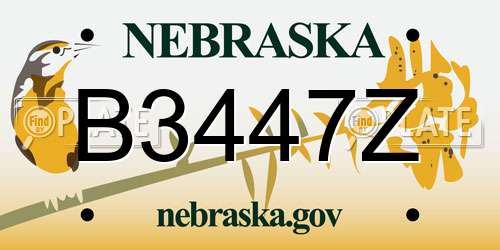 B3447Z Nebraska License Plate