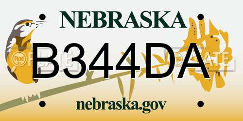 B344DA Nebraska License Plate