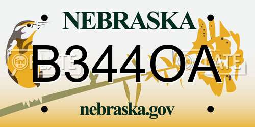 B344OA Nebraska License Plate