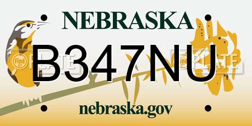 B347NU Nebraska License Plate