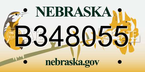 B348055 Nebraska License Plate