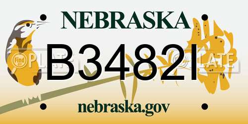 B3482I Nebraska License Plate