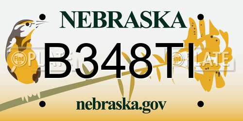 B348TI Nebraska License Plate