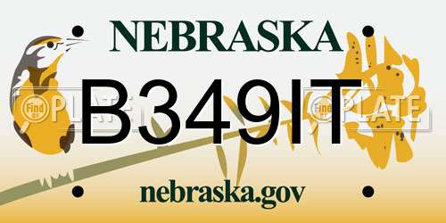 B349IT Nebraska License Plate