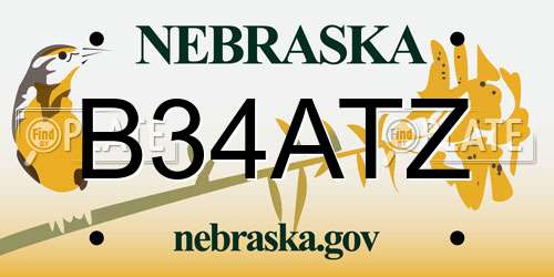 B34ATZ Nebraska License Plate