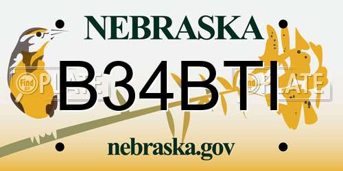 B34BTI Nebraska License Plate