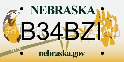 B34BZI Nebraska License Plate