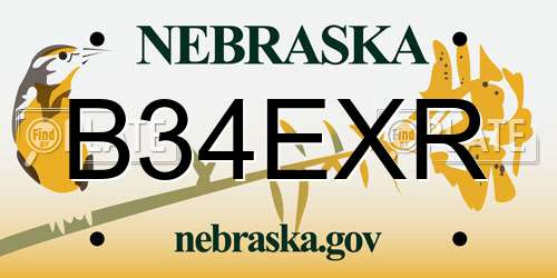 B34EXR Nebraska License Plate